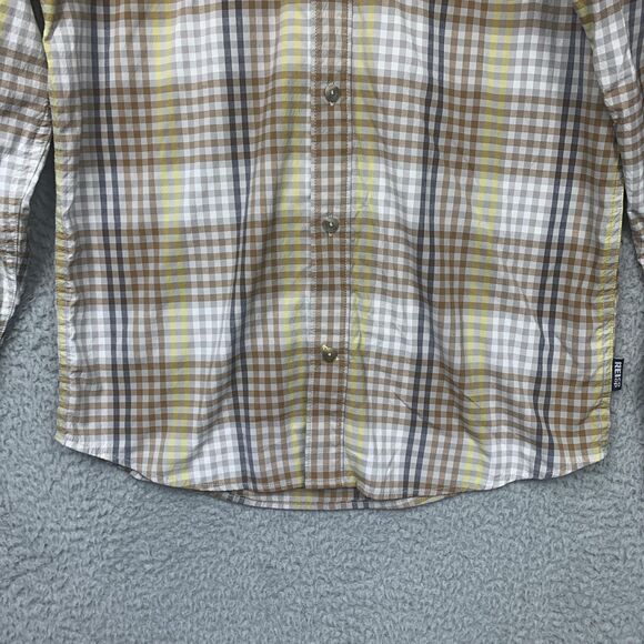 REI Co-op Shirt Mens Small Brown Yellow Plaid Button Down Stretch Hiking Travel - Picture 3 of 16